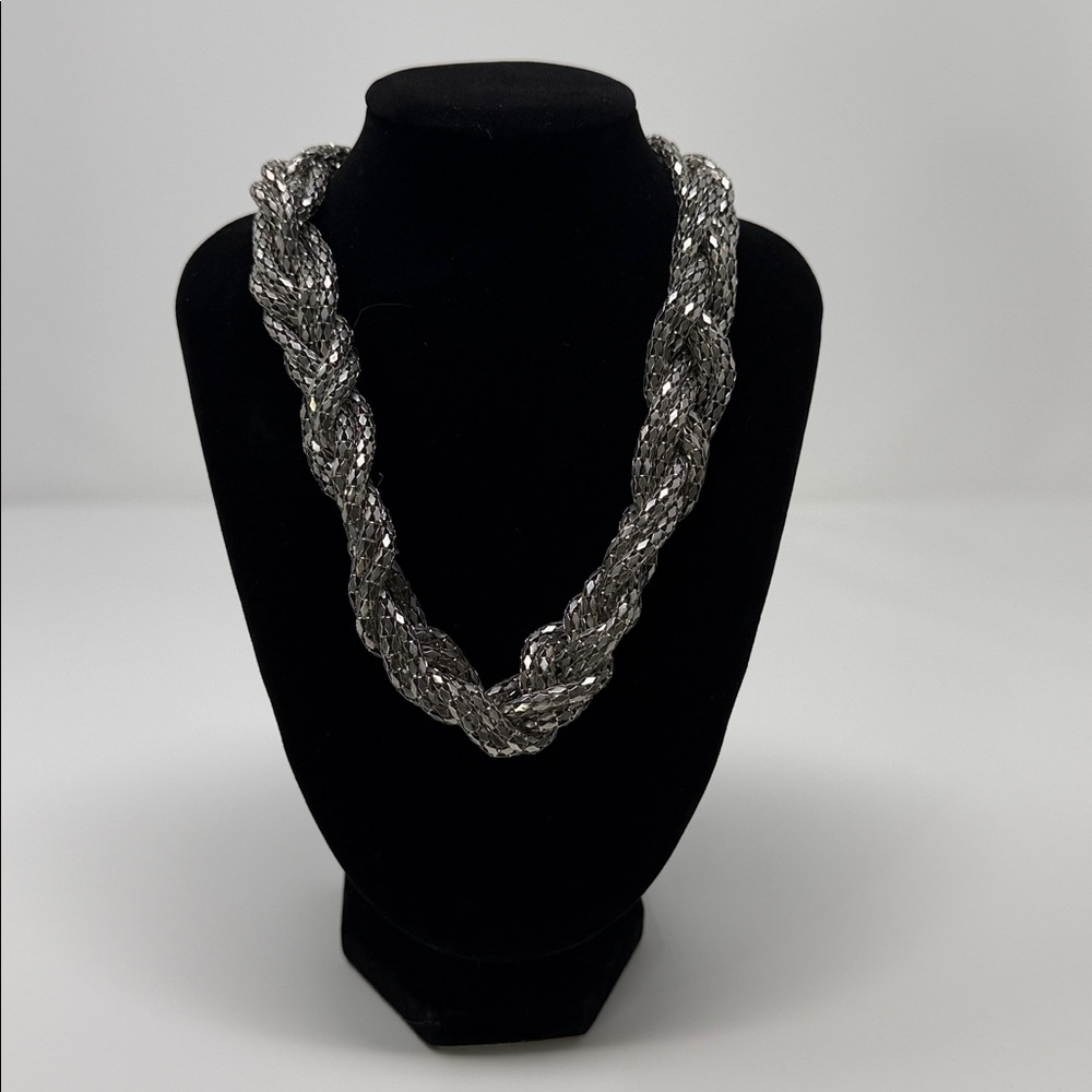 Express Silver Tone Braided Chunky Necklace